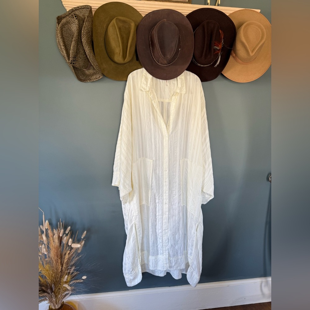 Free People Jess Dress maxi button down cream sz Large